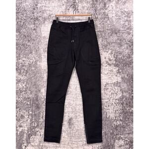 I Love Ugly Pants Small Womens Zespy Black Twill Slim Ankle Zip Drawstring